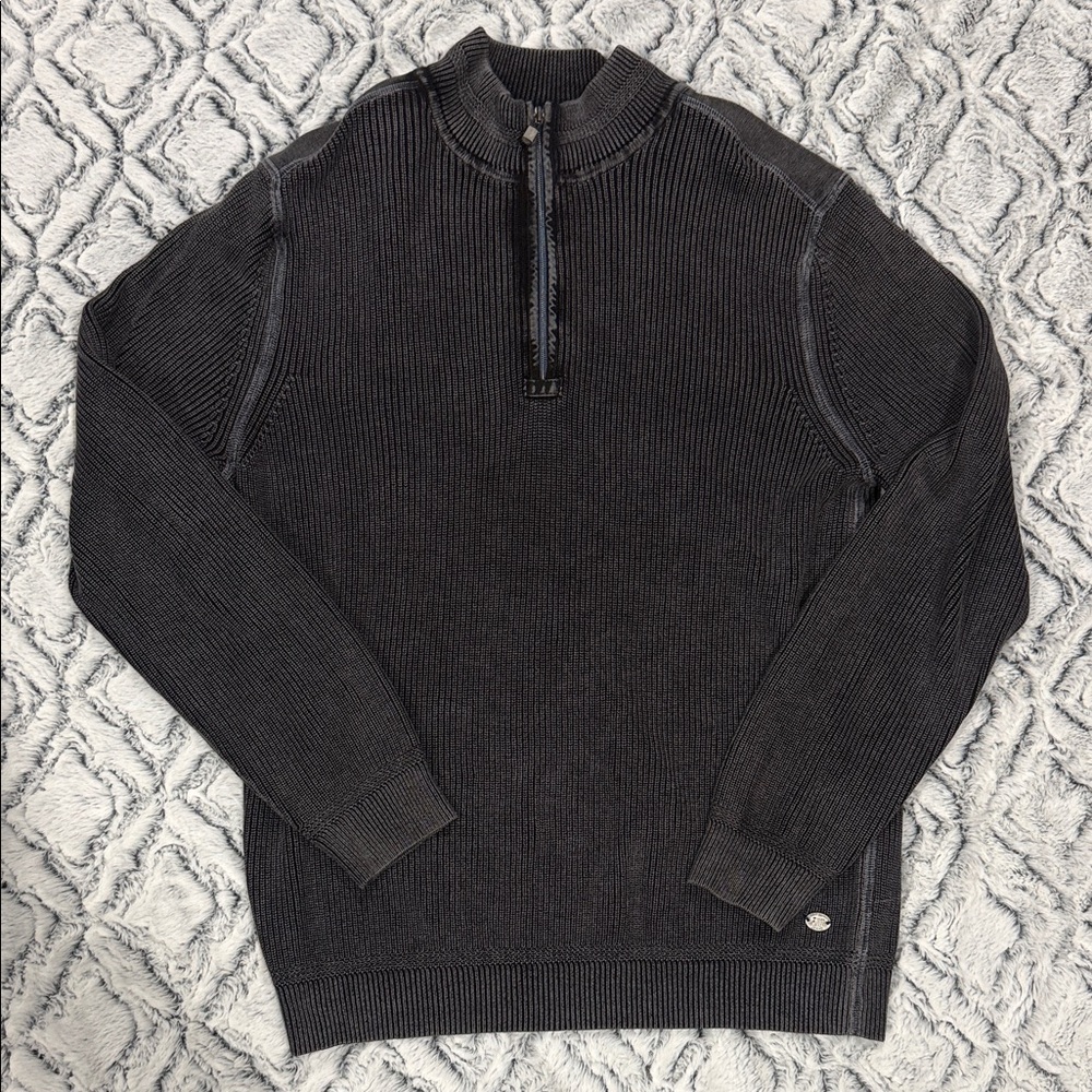 Tommy Bahama Charcoal Zip-Up Sweater